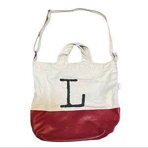 BAGGU canvas tote with red painted bottom L